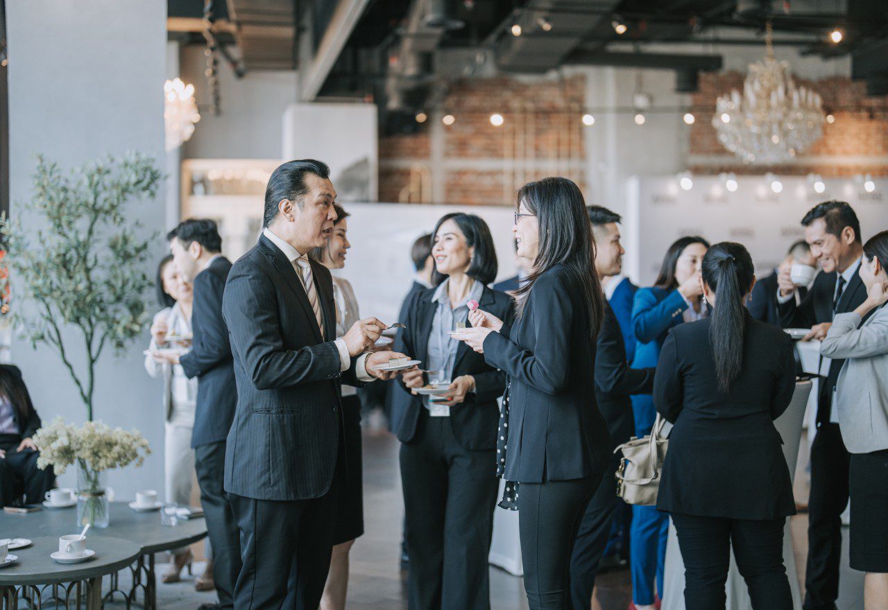 Group chatting during a business event